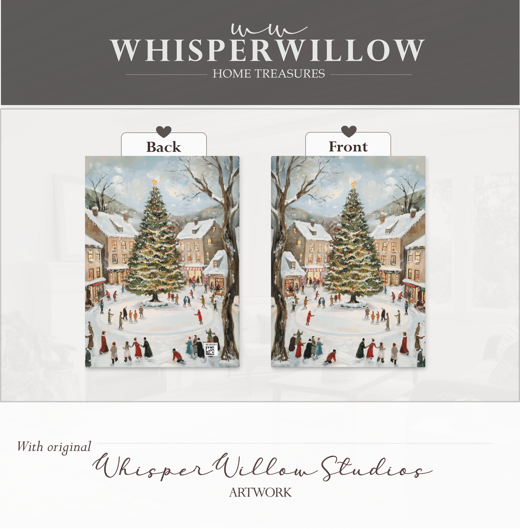 Carnet à couverture rigide Village de Noël - Patinage sur glace, sapin décoré, cadeau idéal pour les fêtes