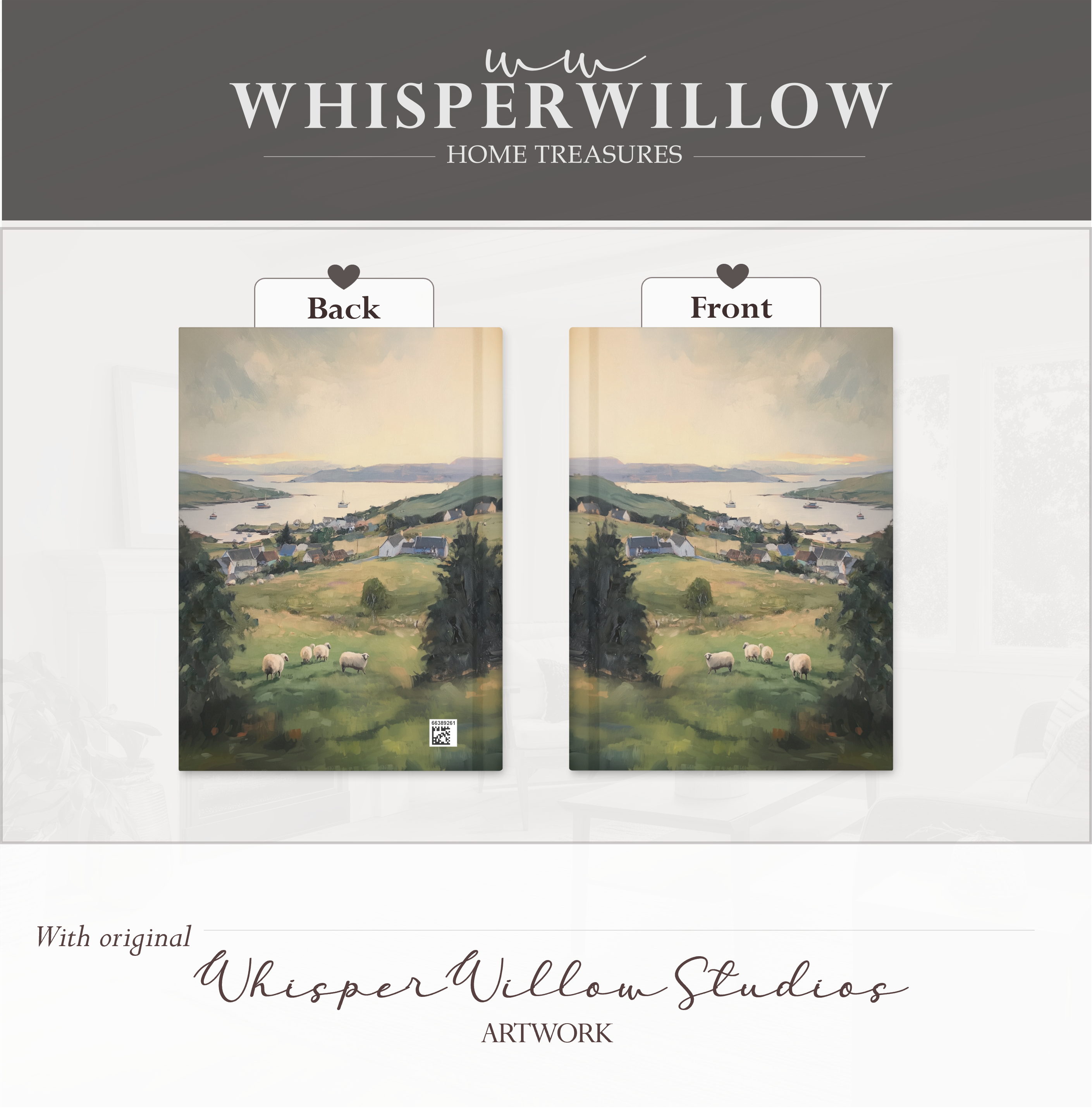 Irisches Landschafts-Notizbuch (gebunden) – Meadow Harbor, Landschaftsmalerei, Küstenschafe – Geschenkidee