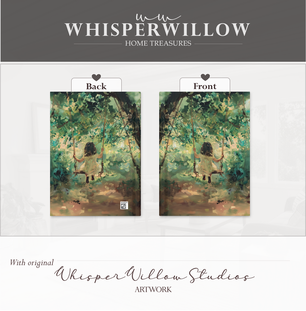 Whimsical Forest Swing Hardcover Journal - Girl Sunlit Woodland Nature Writer Notebook Gift