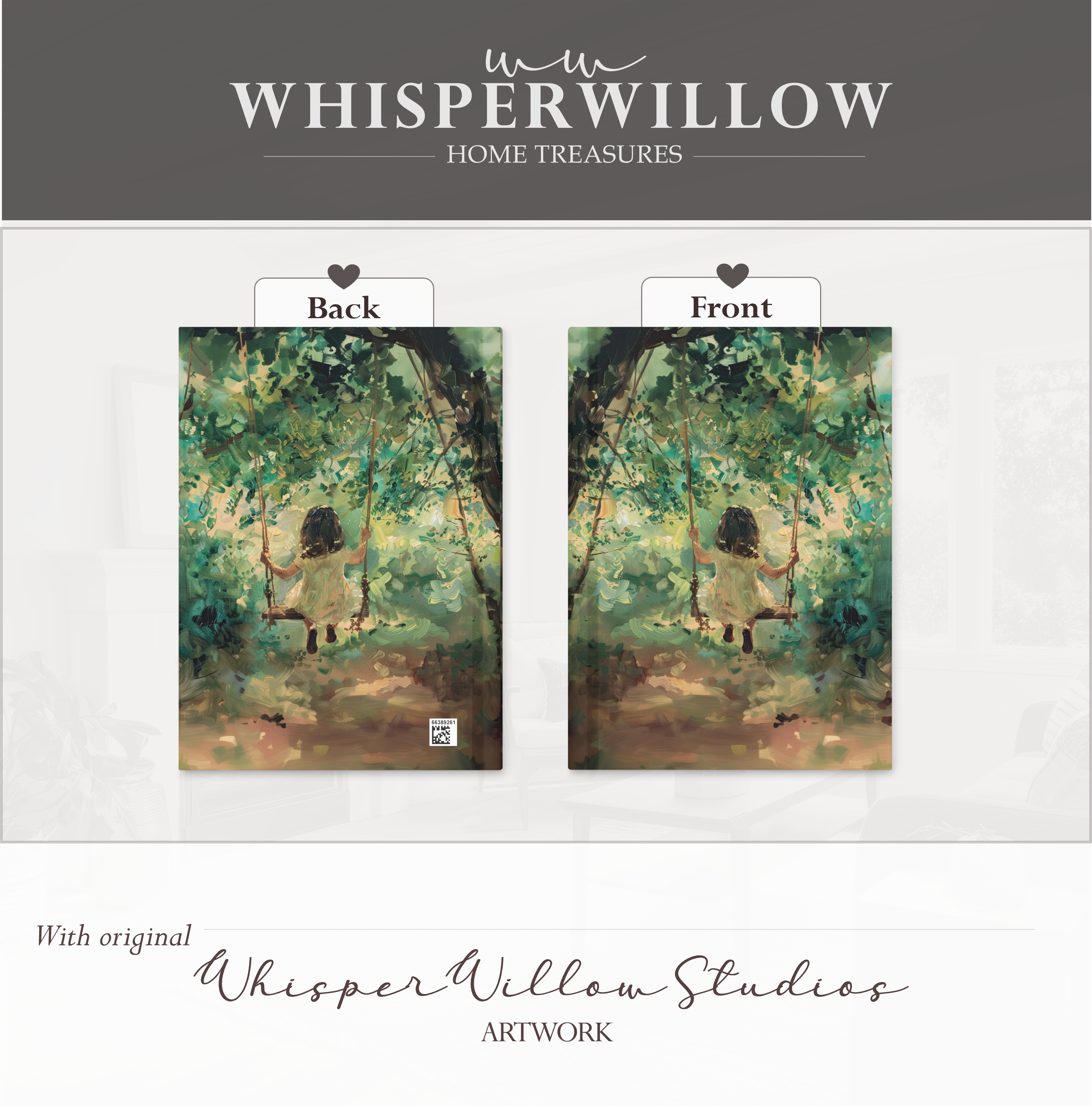 Whimsical Forest Swing Hardcover Journal - Girl Sunlit Woodland Nature Writer Notebook Gift