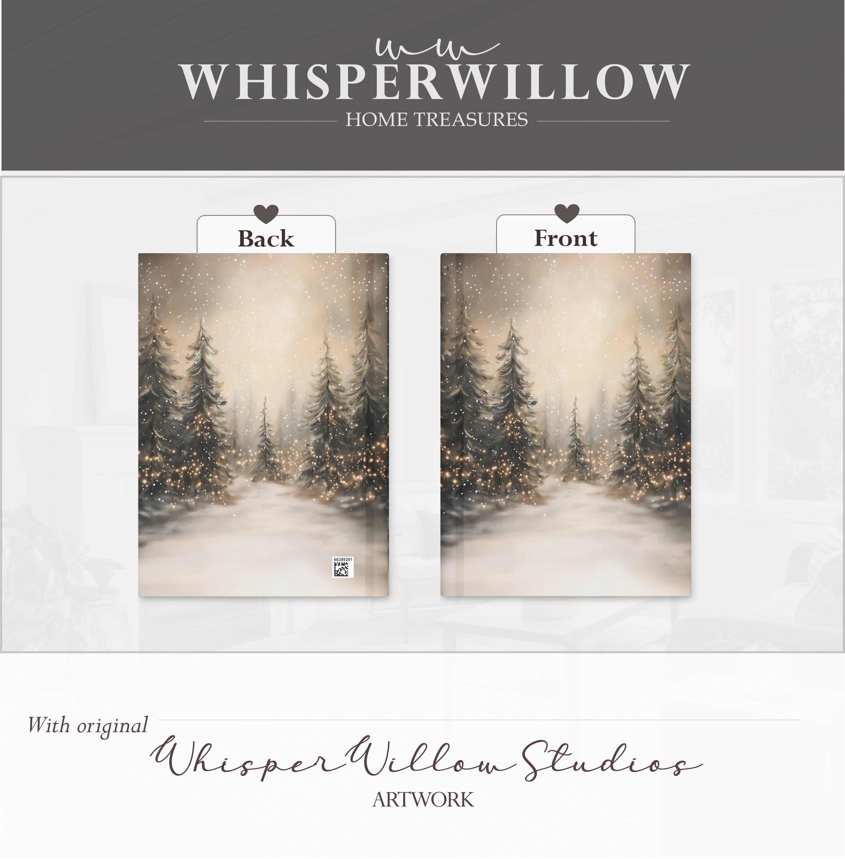 Notizbuch mit festem Einband: Winterwald mit Schneefall | Weihnachtslichter-Notizbuch | Weihnachtsgeschenk mit linierten Seiten