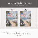 Carnet à couverture rigide drapeau américain - Motif patriotique de voilier en bord de mer, cadeau idéal pour un jardin de plage