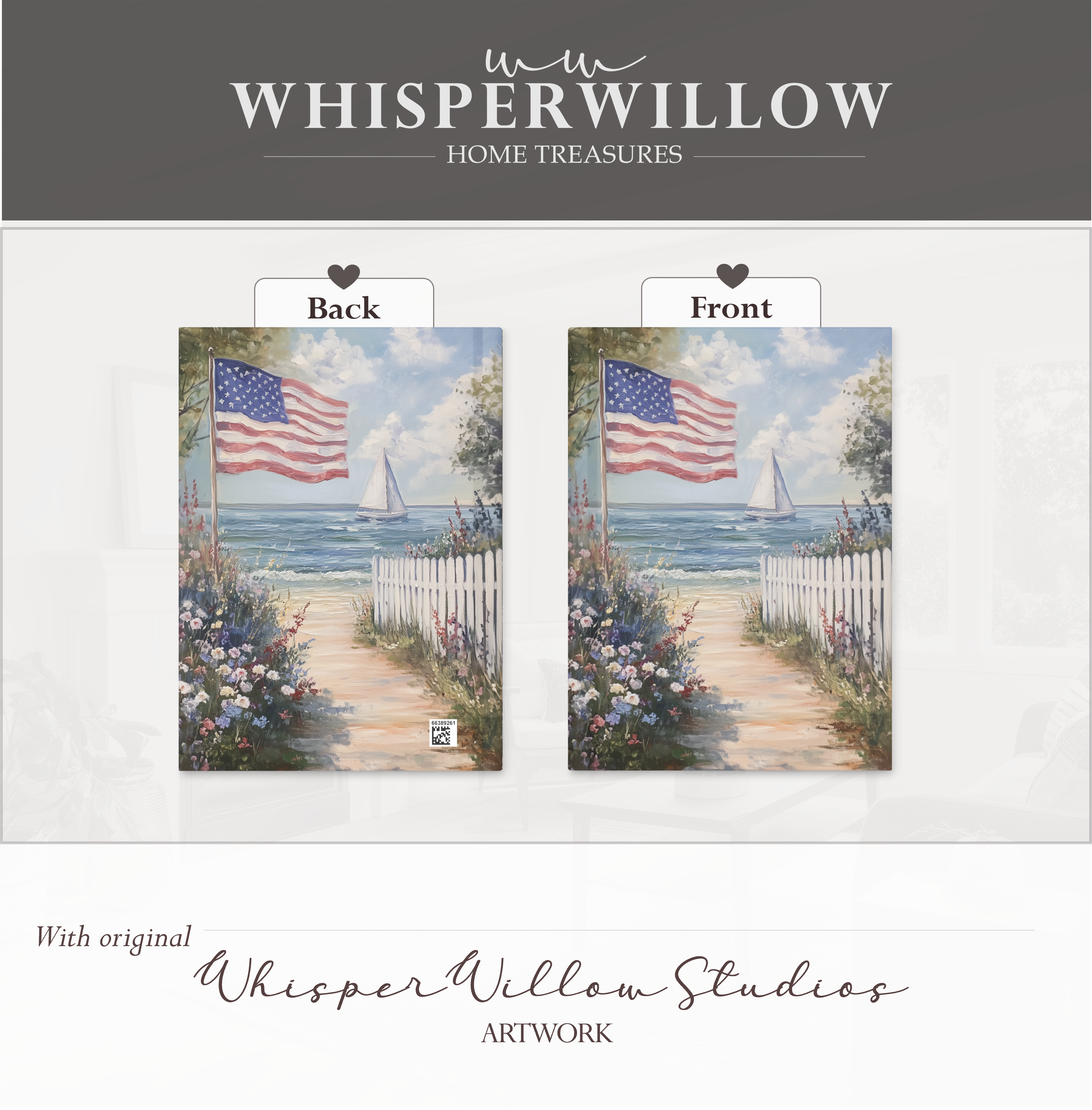 Carnet à couverture rigide drapeau américain - Motif patriotique de voilier en bord de mer, cadeau idéal pour un jardin de plage