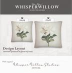 Coussin décoratif blanc gardénia | Motif floral élégant | Coussin décoratif minimaliste à motif botanique