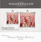 Dekokissen „Herzdorf zum Valentinstag“ | Rosa Winterdeko | Romantisches und verspieltes Geschenk