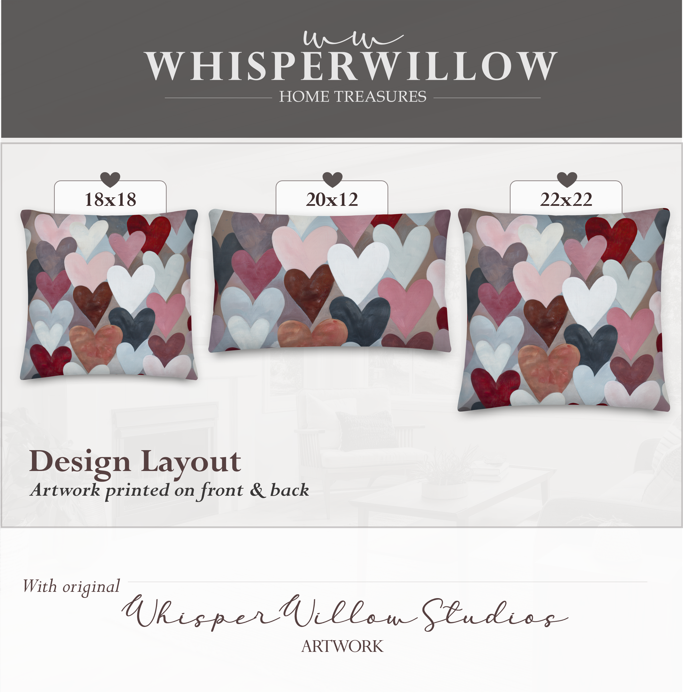 Coussin décoratif en forme de cœur abstrait | Design romantique et coloré | Cadeau idéal pour la Saint-Valentin