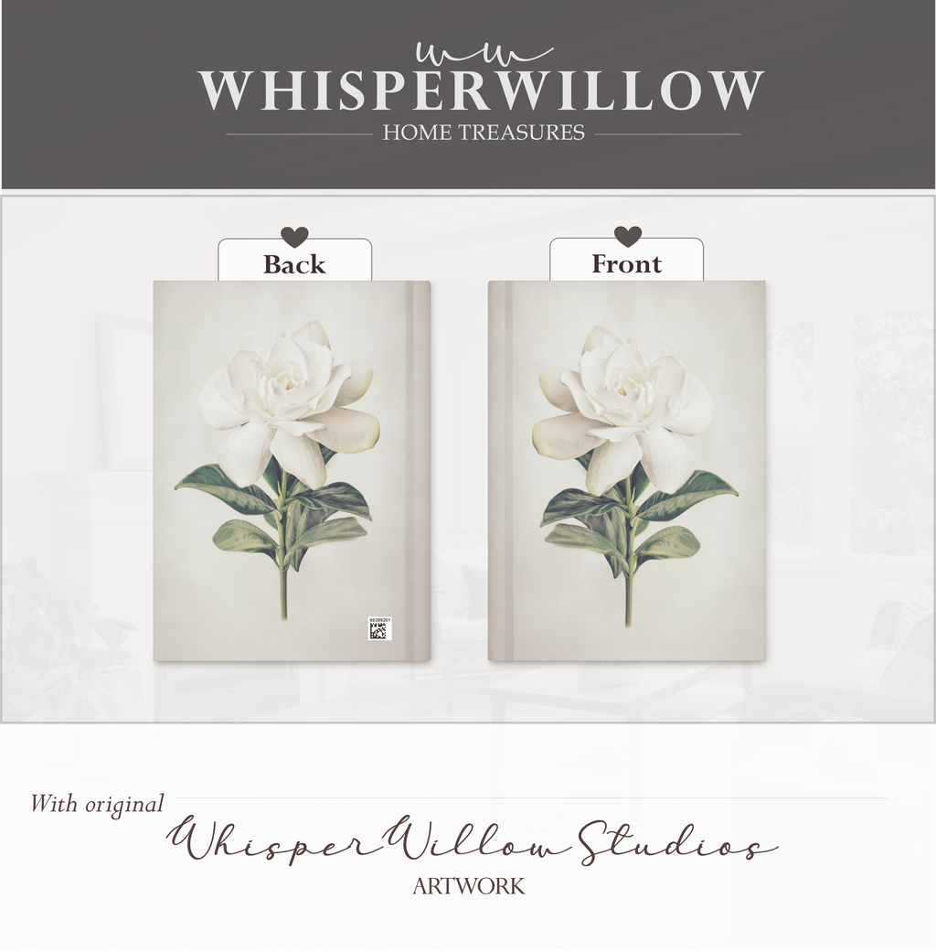 Carnet à couverture rigide White Gardenia - Décor floral élégant, carnet botanique minimaliste