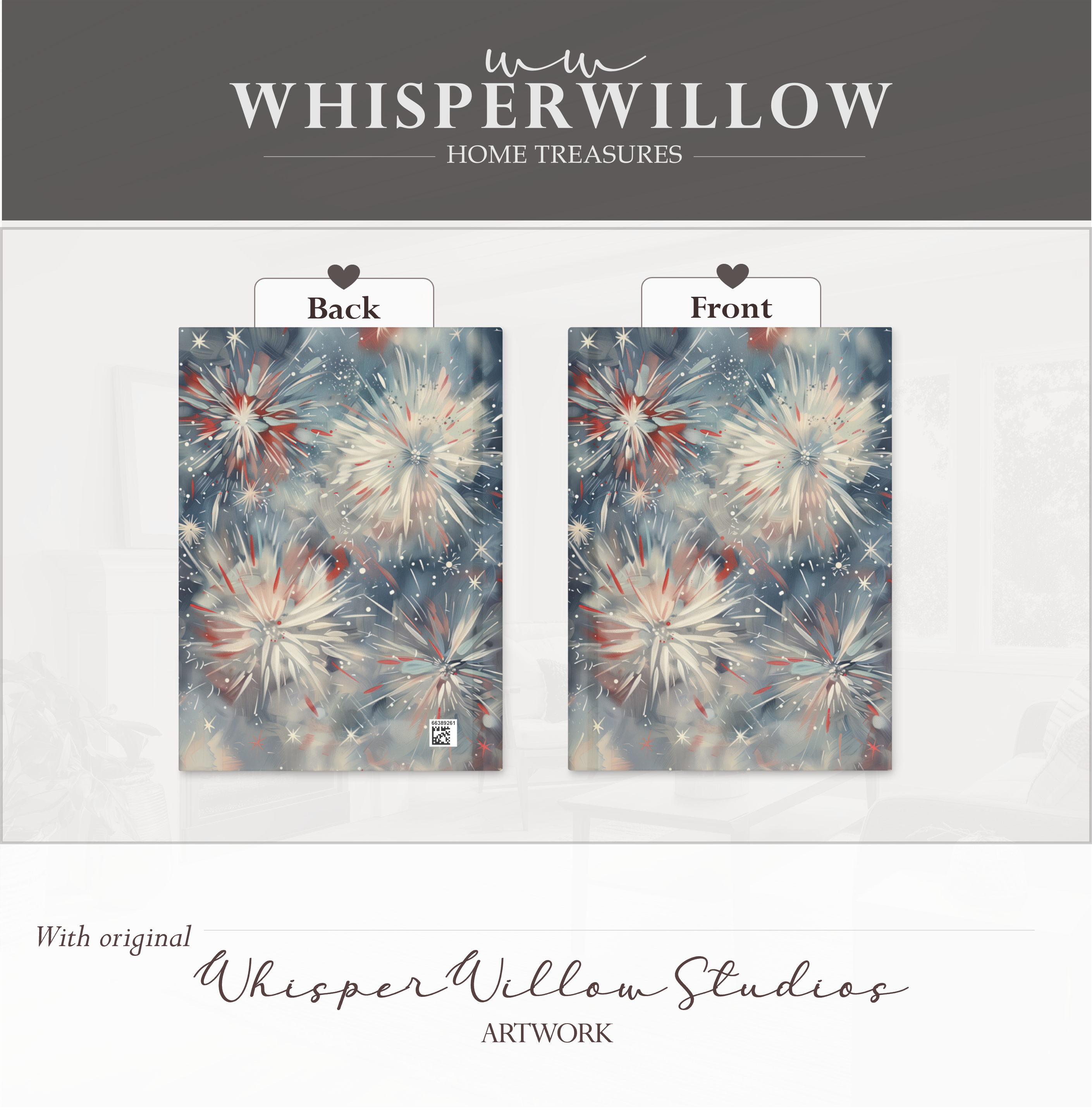 Notizbuch mit patriotischem Feuerwerksmotiv – Abstrakte Kunst mit rot-weiß-blauem Sternenmuster, Geschenkidee