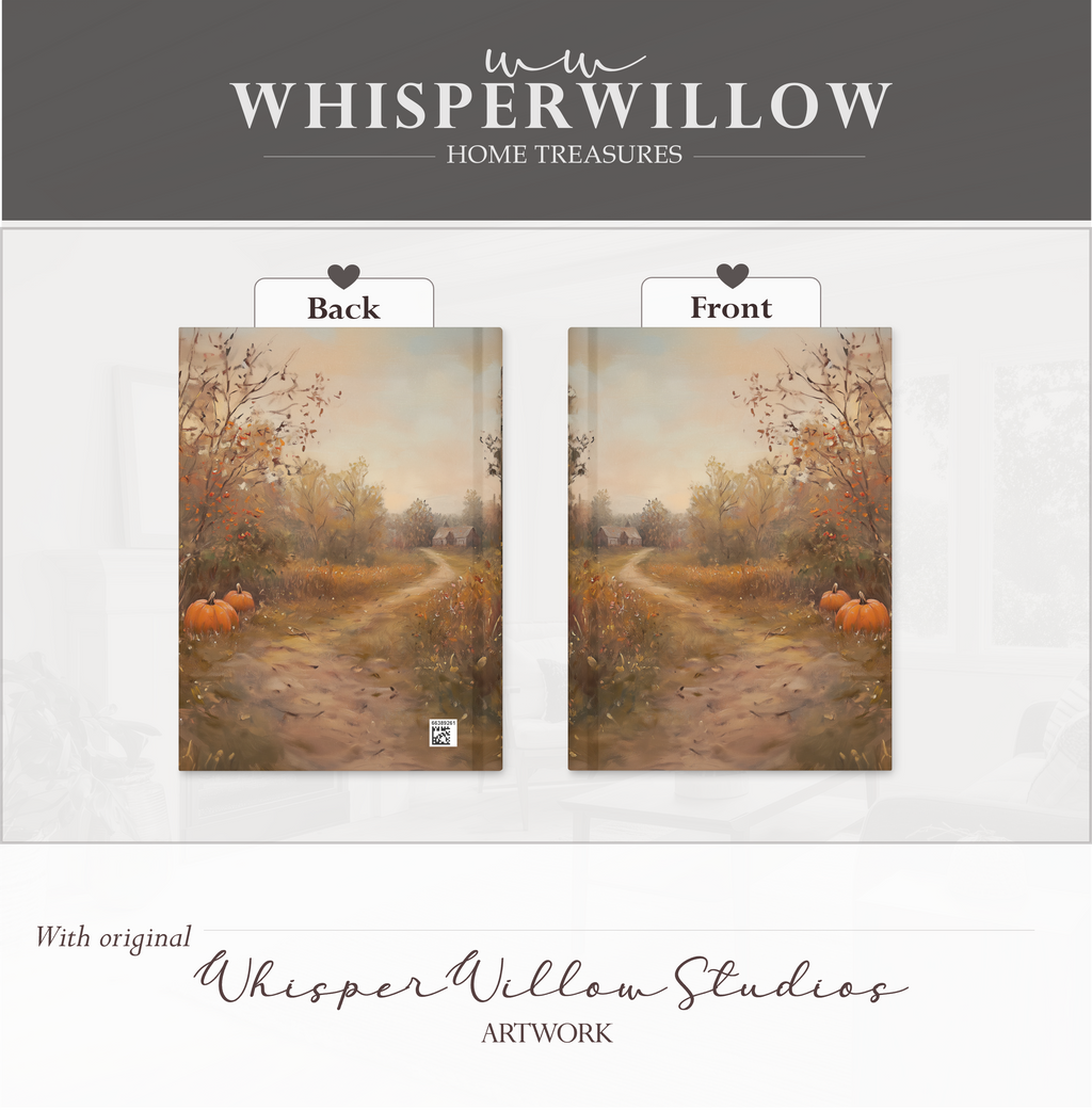 Autumn Pumpkin Path Hardcover Journal - Rustic Fall Cottage Landscape Cozy Writer Notebook Gift