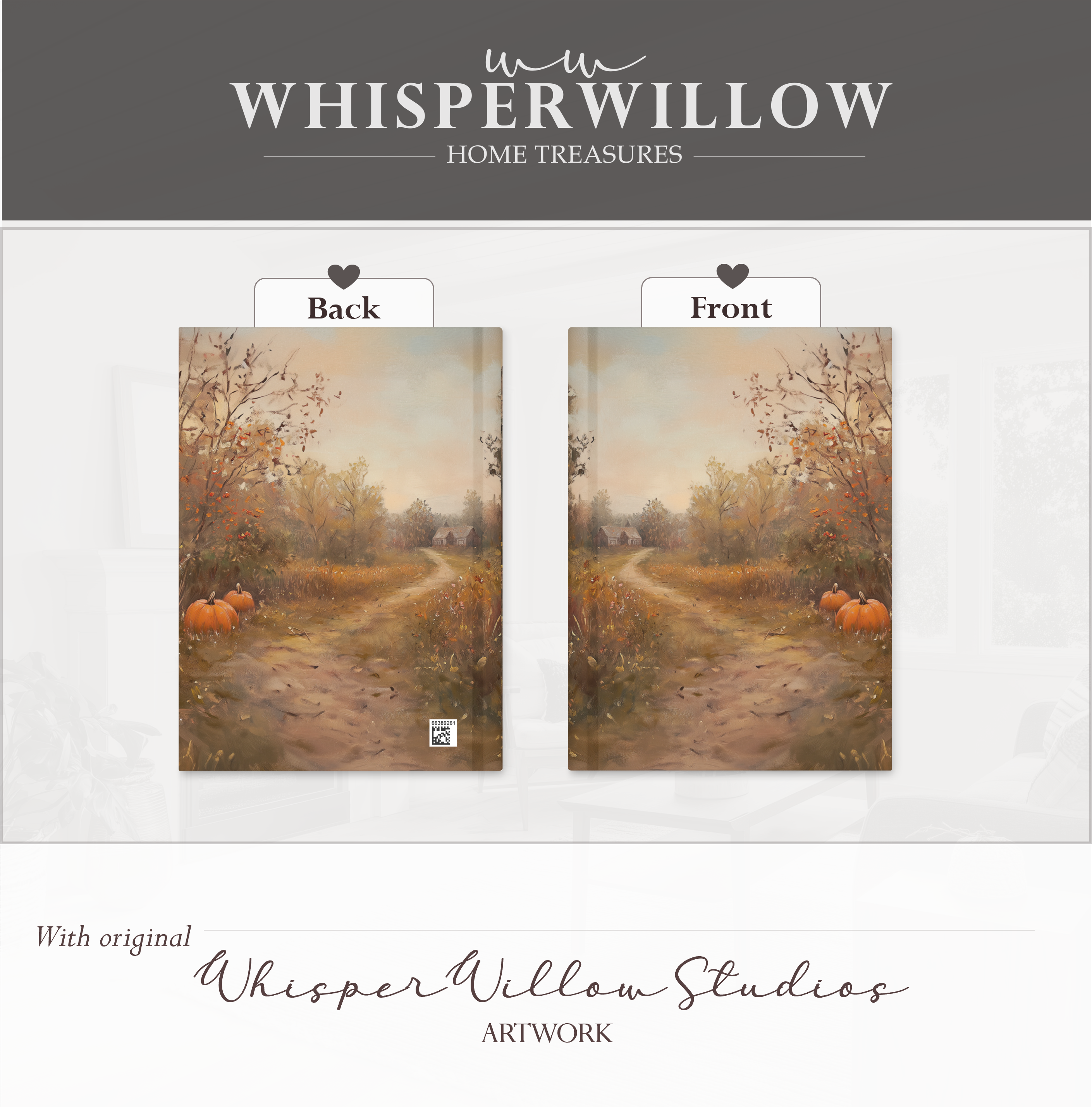 Autumn Pumpkin Path Hardcover Journal - Rustic Fall Cottage Landscape Cozy Writer Notebook Gift