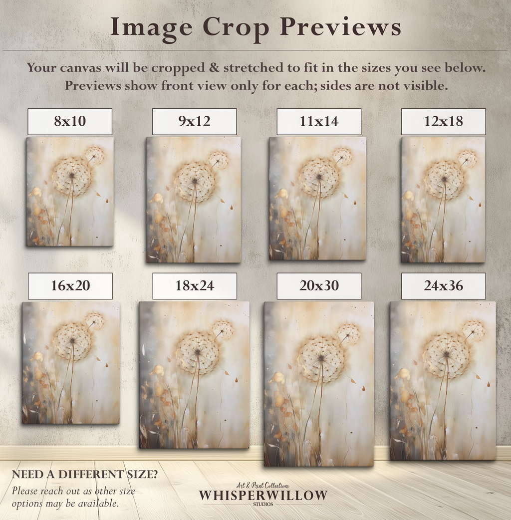 Wandbild „Stimmungsvolle Löwenzahnblüte“ auf Leinwand | Neutrales botanisches Design | Minimalistische Naturdekoration