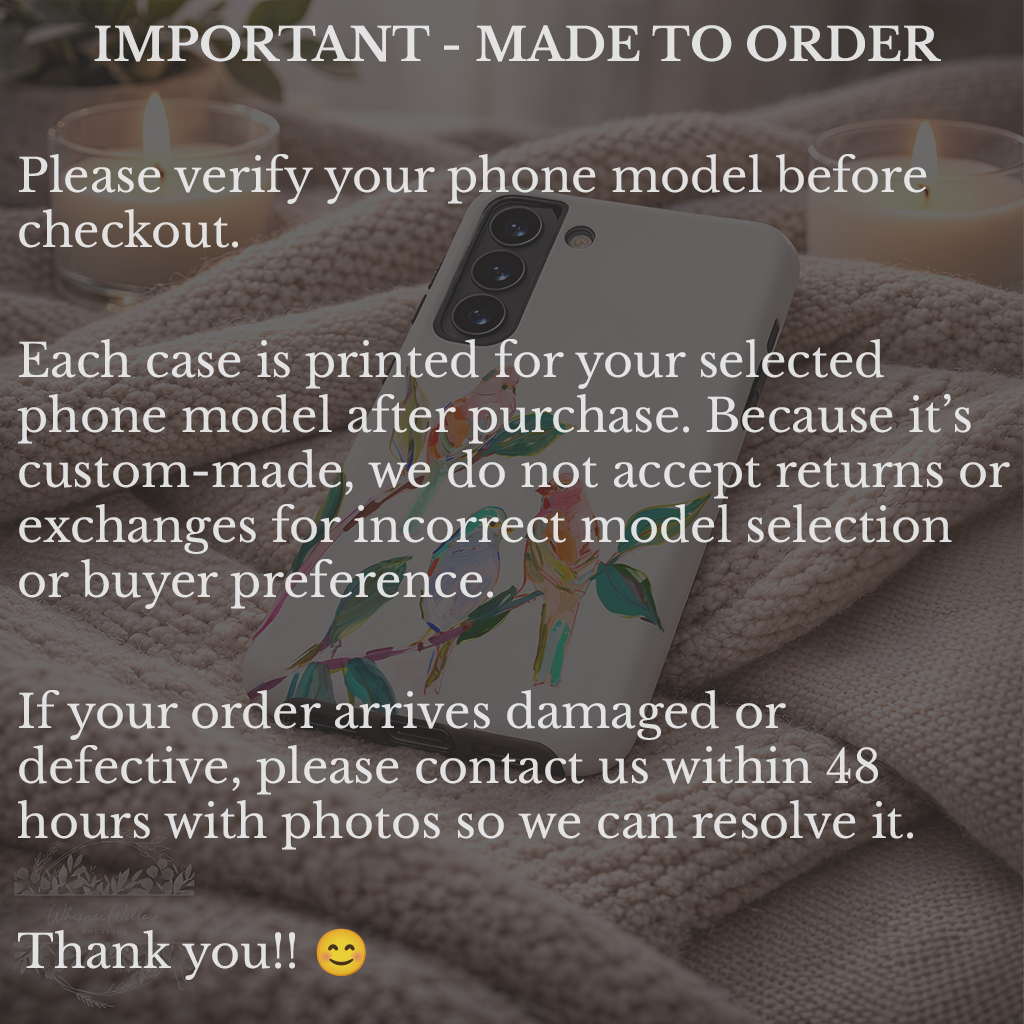 Colorful Bird Branch Art Tough Case | Compatible with Samsung Galaxy Android Phones | Dual Layer Shockproof Protective Cover | Matte Finish