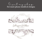 Floral Aesthetic Phone Case Compatible with Samsung, Cute Neutral Baby's Breath Botanical Art, Modern Minimalist White Glass Vase Design
