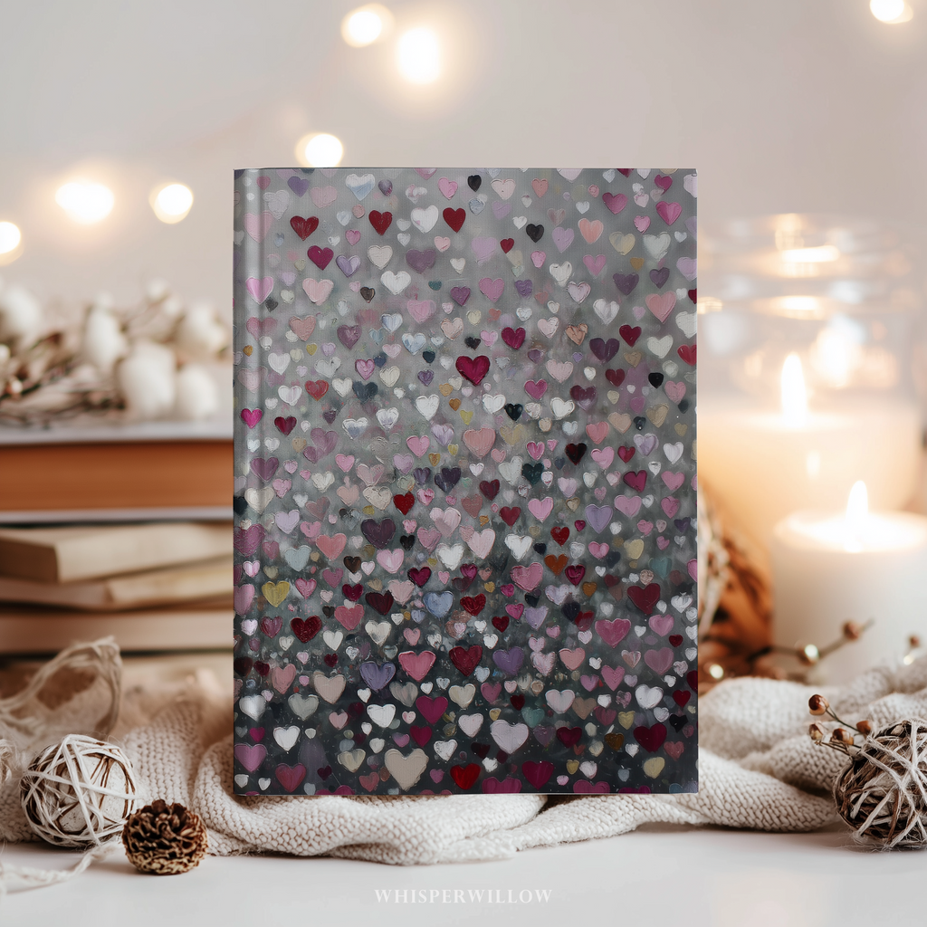 Hardcover Journal 8x5.75 | Colorful Heart Abstract Art | Romantic Lined Notebook Valentine's Gift