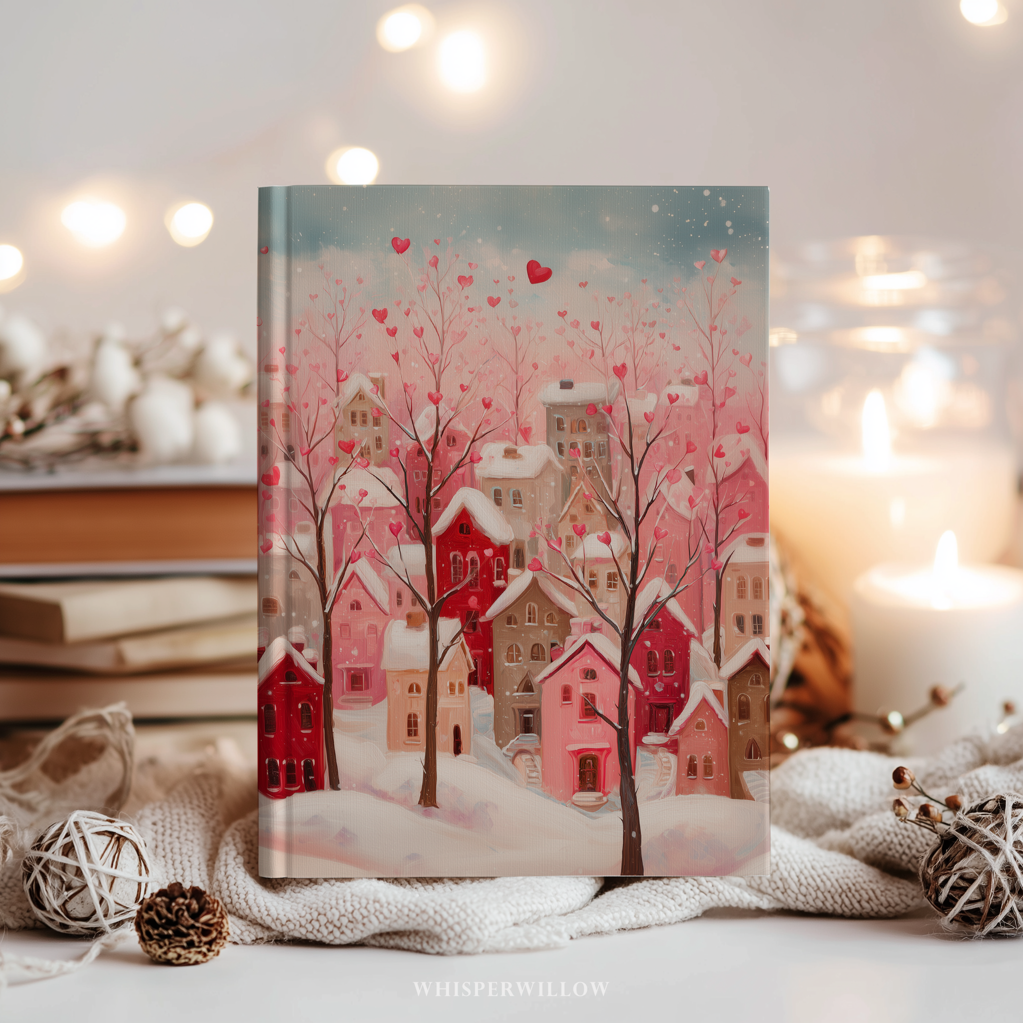 Journal romantique « Village au cœur romantique » | Carnet à couverture rigide | Cadeau de Saint-Valentin