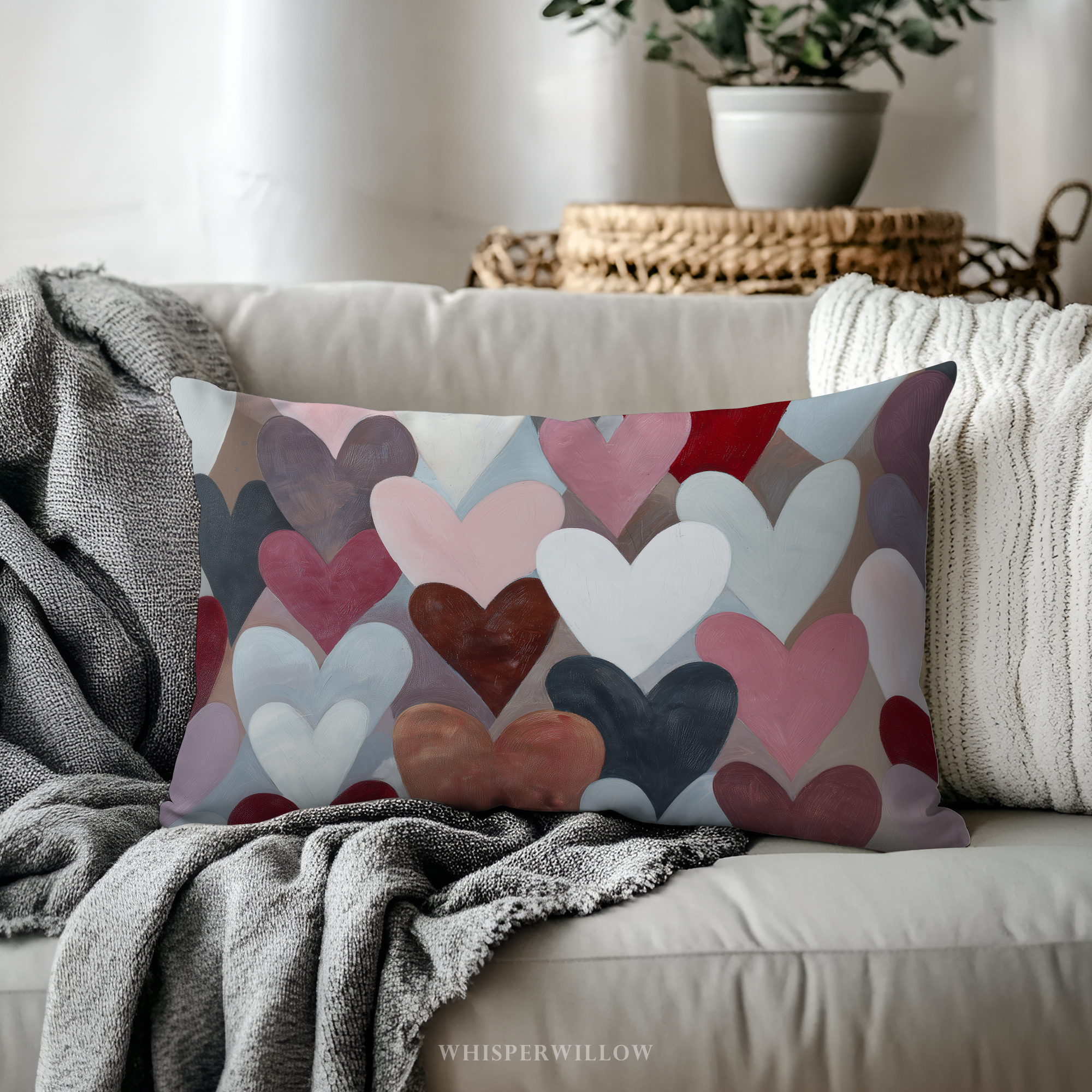 Coussin décoratif en forme de cœur abstrait | Design romantique et coloré | Cadeau idéal pour la Saint-Valentin