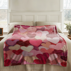 Kuschelige Herz-Wohndecke – Romantisches rosa-rotes Liebesmuster, Gemütliches Geschenk zum Valentinstag