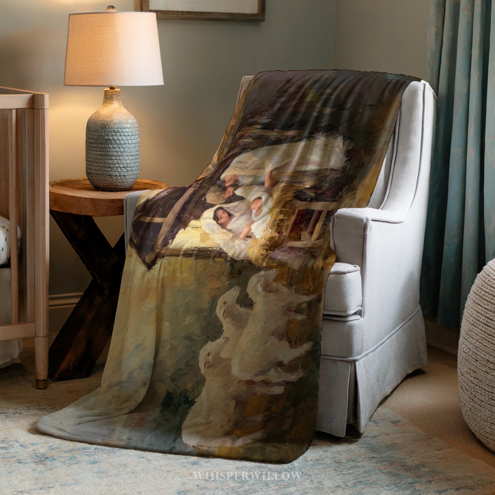 Nativity Christmas Throw Blanket - Holy Family Manger Gift