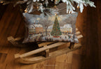 Festliches Dekokissen – Kissen mit Winterdorf-Weihnachtsbaum