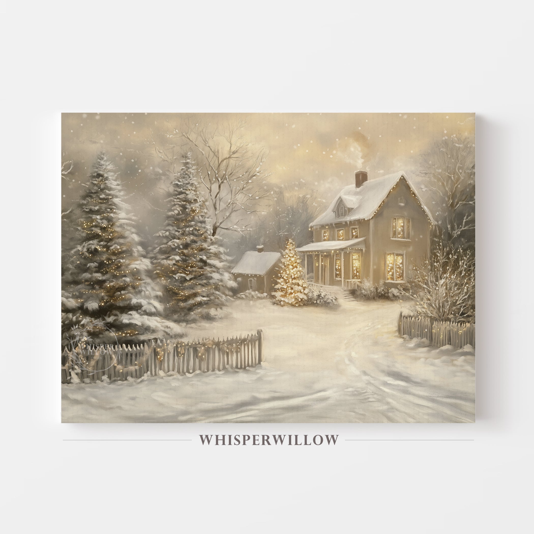 Enchanting Winter Cottage Wonderland Christmas Holiday Canvas Wall Art Home Decor Gift
