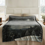 Snowy Winter Forest Throw Blanket - Night Christmas Eve Star Gift