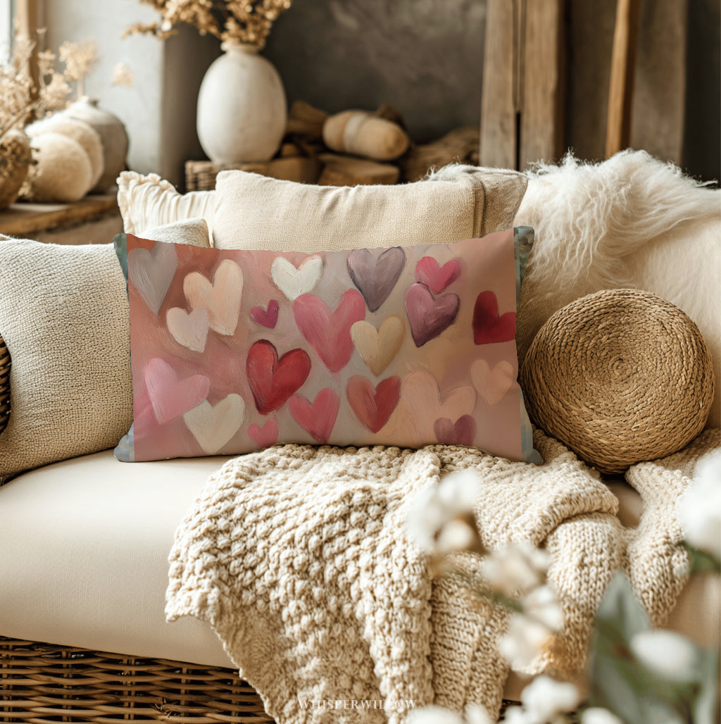 Coussin décoratif Cœur Rose | Amour Abstrait | Coussin Cadeau Décoration Saint-Valentin