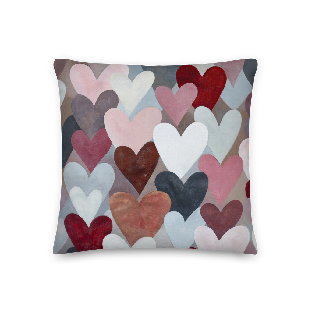 Coussin décoratif en forme de cœur abstrait | Design romantique et coloré | Cadeau idéal pour la Saint-Valentin