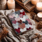 Notizbuch mit Hardcover, farbenfrohen abstrakten Herzen | Notizbuch mit Liebesmuster | Valentinstagsgeschenk mit linierten Seiten