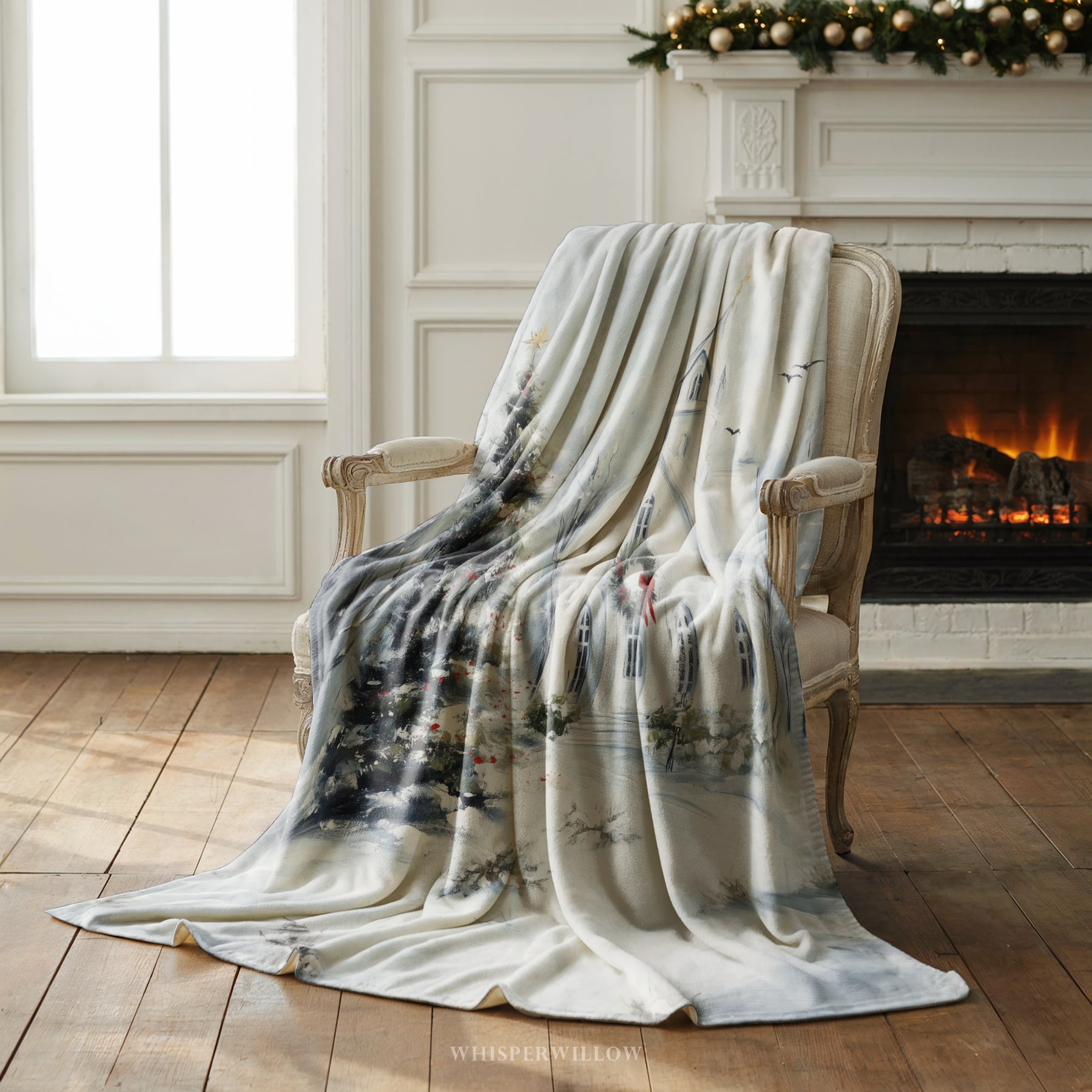 Christmas Church Throw Blanket - Snowy Winter Wonderland Gift