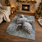 Snowy Pinecone Throw Blanket - Evergreen Red Berry Winter Gift
