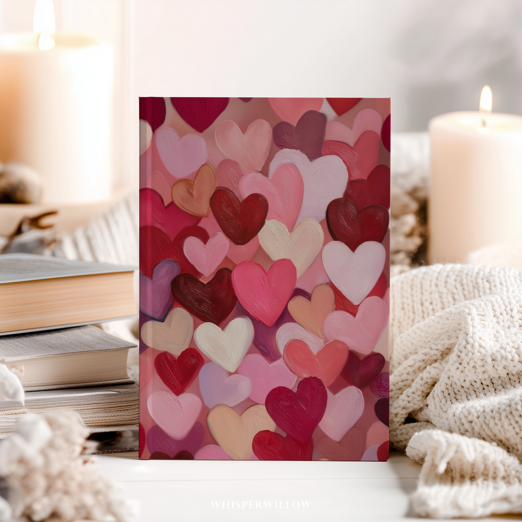 Romantisches Notizbuch mit Herz-Collage (Hardcover) | Notizbuch mit Liebesmuster | Valentinstagsgeschenk (8 x 5,75 Zoll)