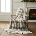 Winter Cardinal Birds Throw Blanket - Snowy Fence Rustic Gift