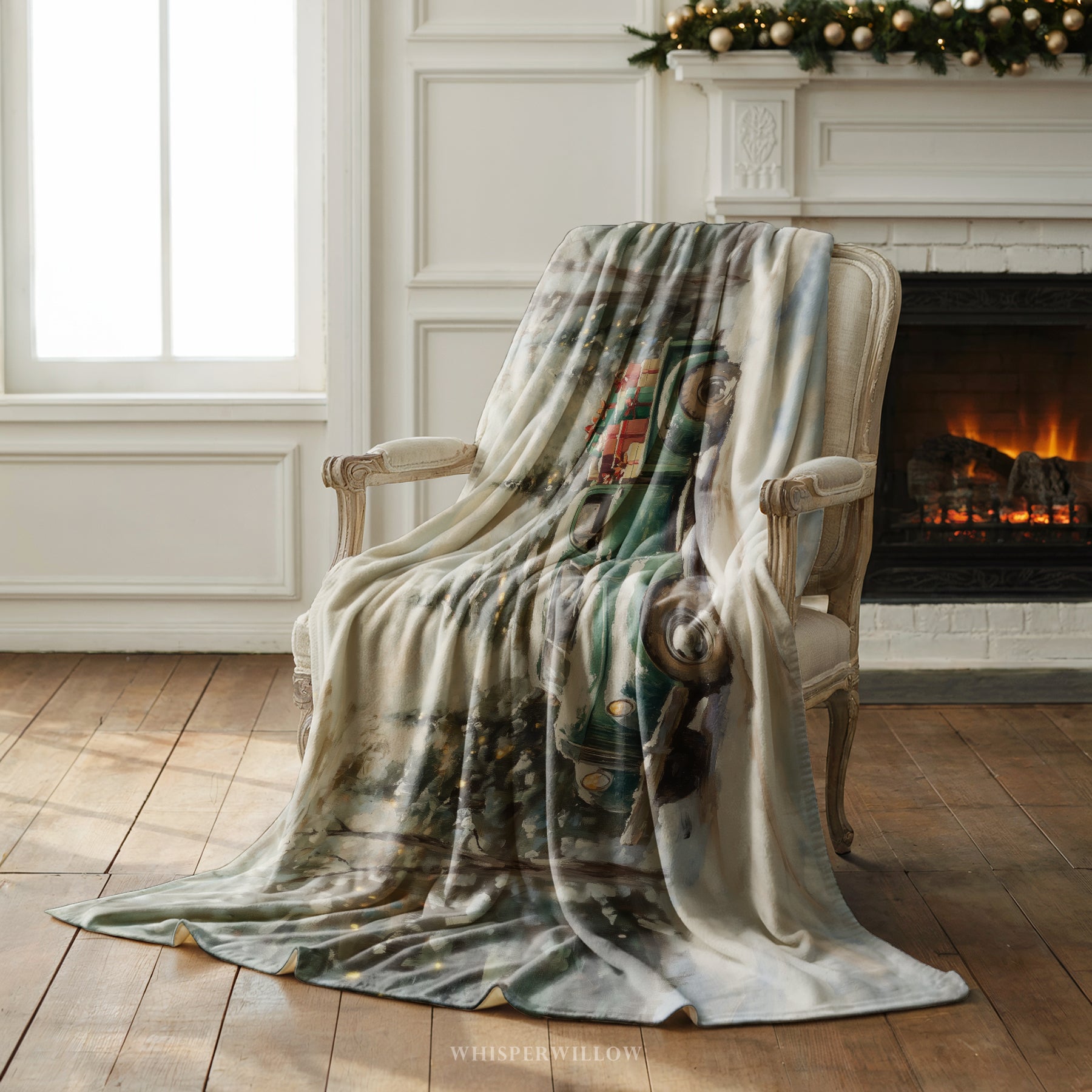 Vintage Christmas Truck Throw Blanket - Snowy Forest Gift