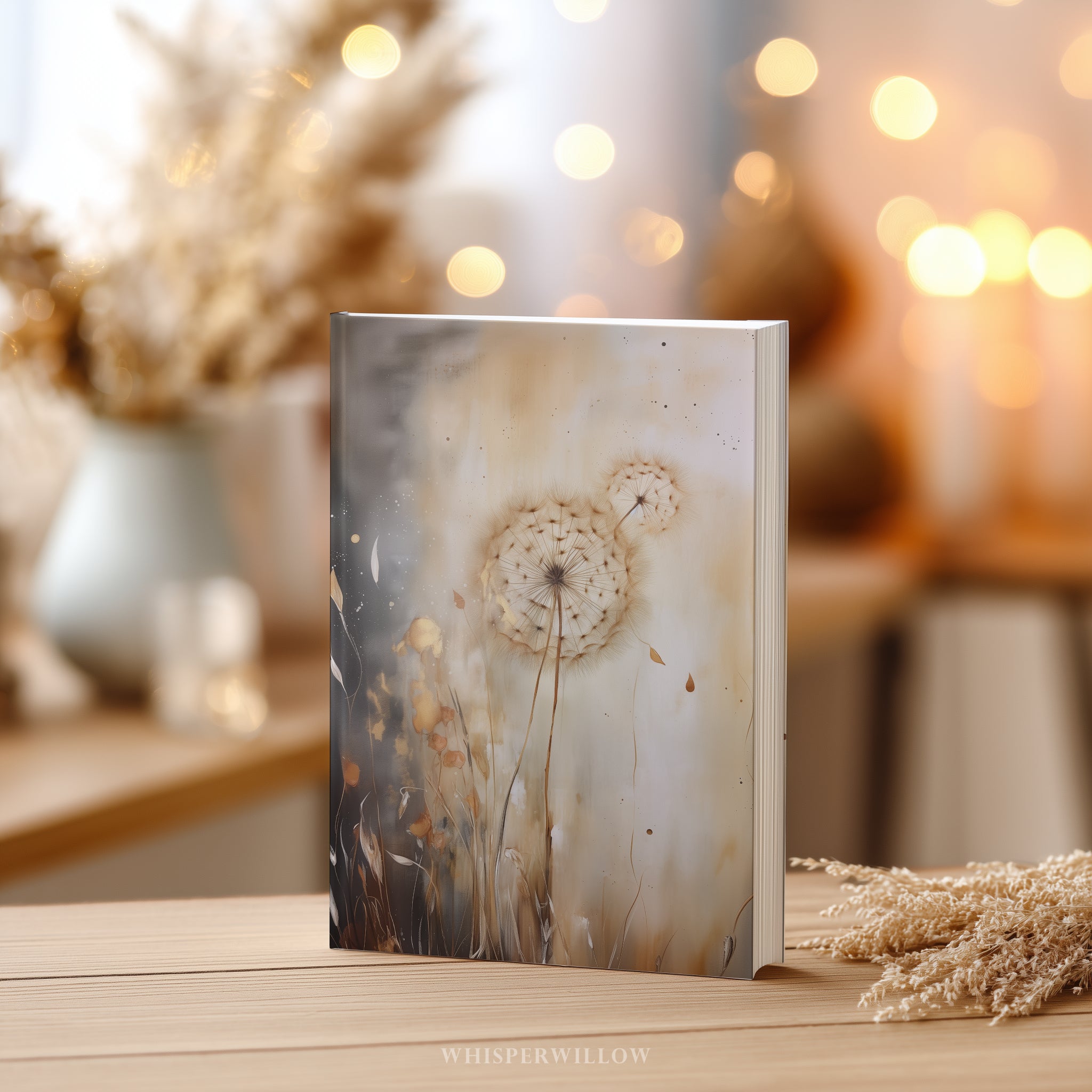 Moody Dandelion Hardcover-Notizbuch – Mattes Notizbuch mit botanischen Motiven, Blumenmotiven, Kunsttagebuch, florales Geschenk