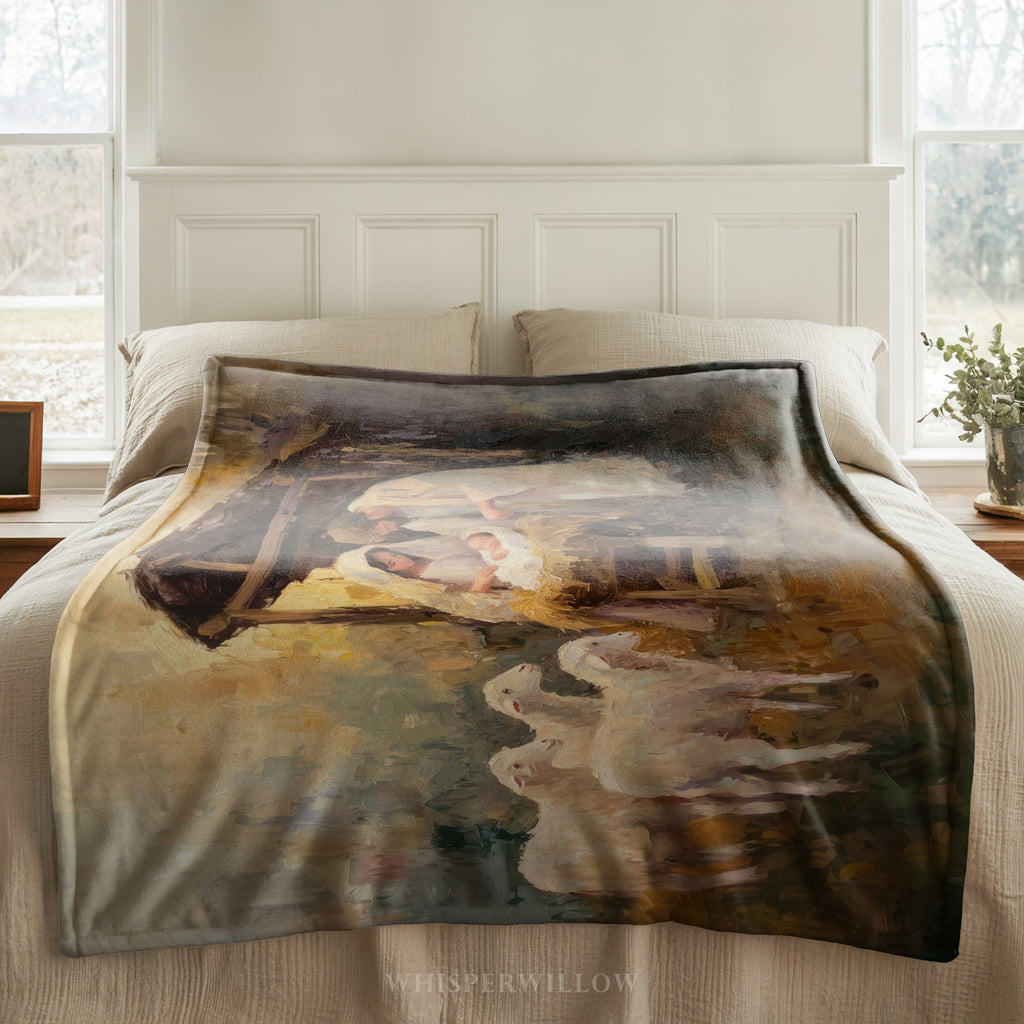 Nativity Christmas Throw Blanket - Holy Family Manger Gift