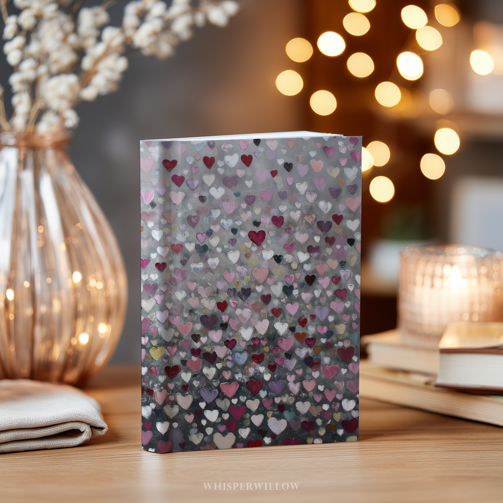 Hardcover Journal 8x5.75 | Colorful Heart Abstract Art | Romantic Lined Notebook Valentine's Gift
