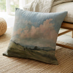 Country Horse Meadow Throw Pillow - Pastel Cloudscape Landscape Cushion WhisperWillow Studios Home Decor Gift
