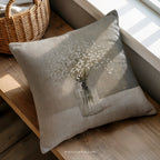 Baby's Breath Throw Pillow | Floral Vase Bouquet | Neutral Minimalist Farmhouse Decor Cushion by WhisperWillow Studios Home Decor Gift