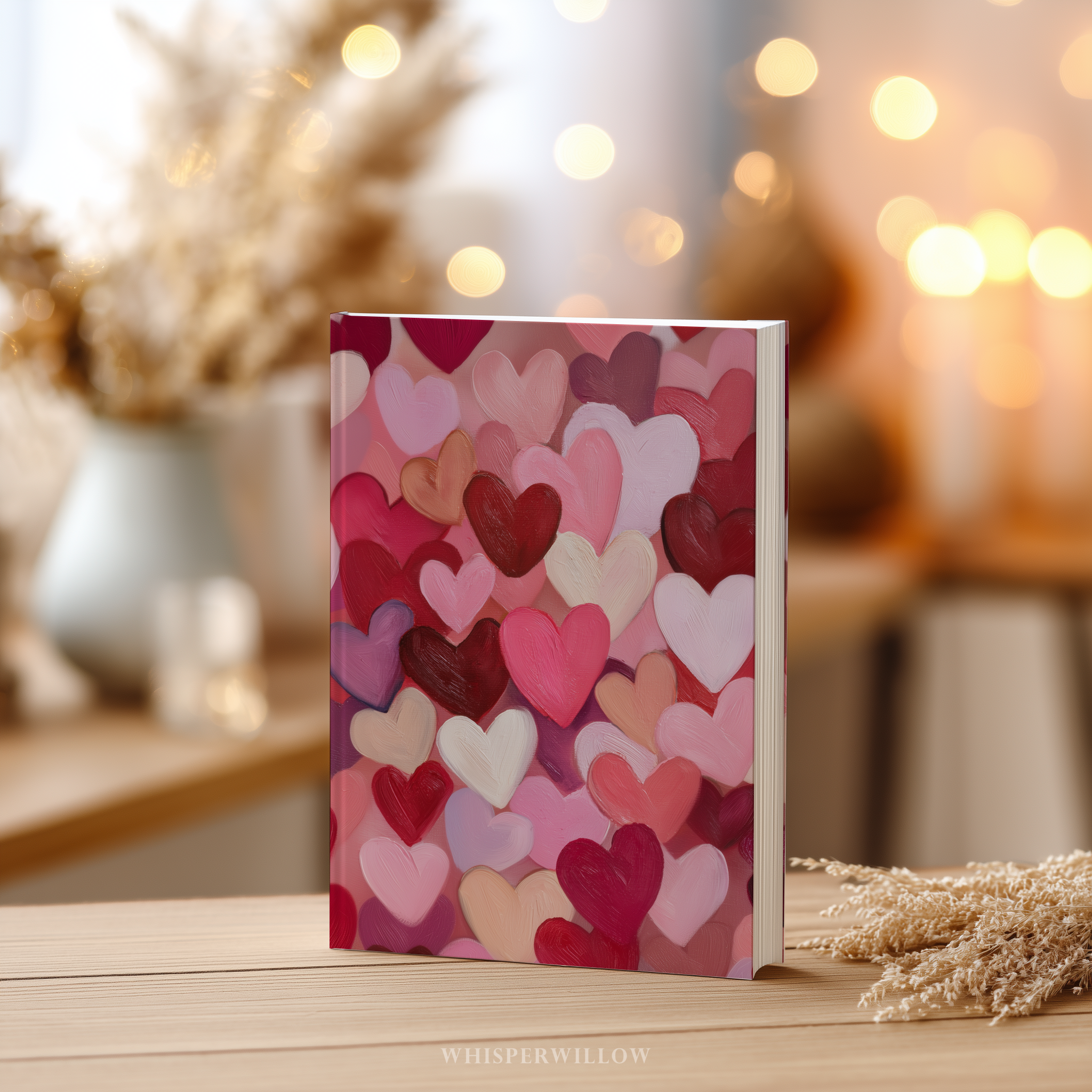 Romantisches Notizbuch mit Herz-Collage (Hardcover) | Notizbuch mit Liebesmuster | Valentinstagsgeschenk (8 x 5,75 Zoll)