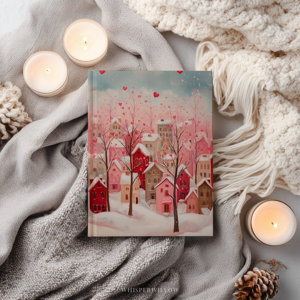 Journal romantique « Village au cœur romantique » | Carnet à couverture rigide | Cadeau de Saint-Valentin