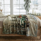 Vintage Christmas Truck Throw Blanket - Snowy Forest Gift