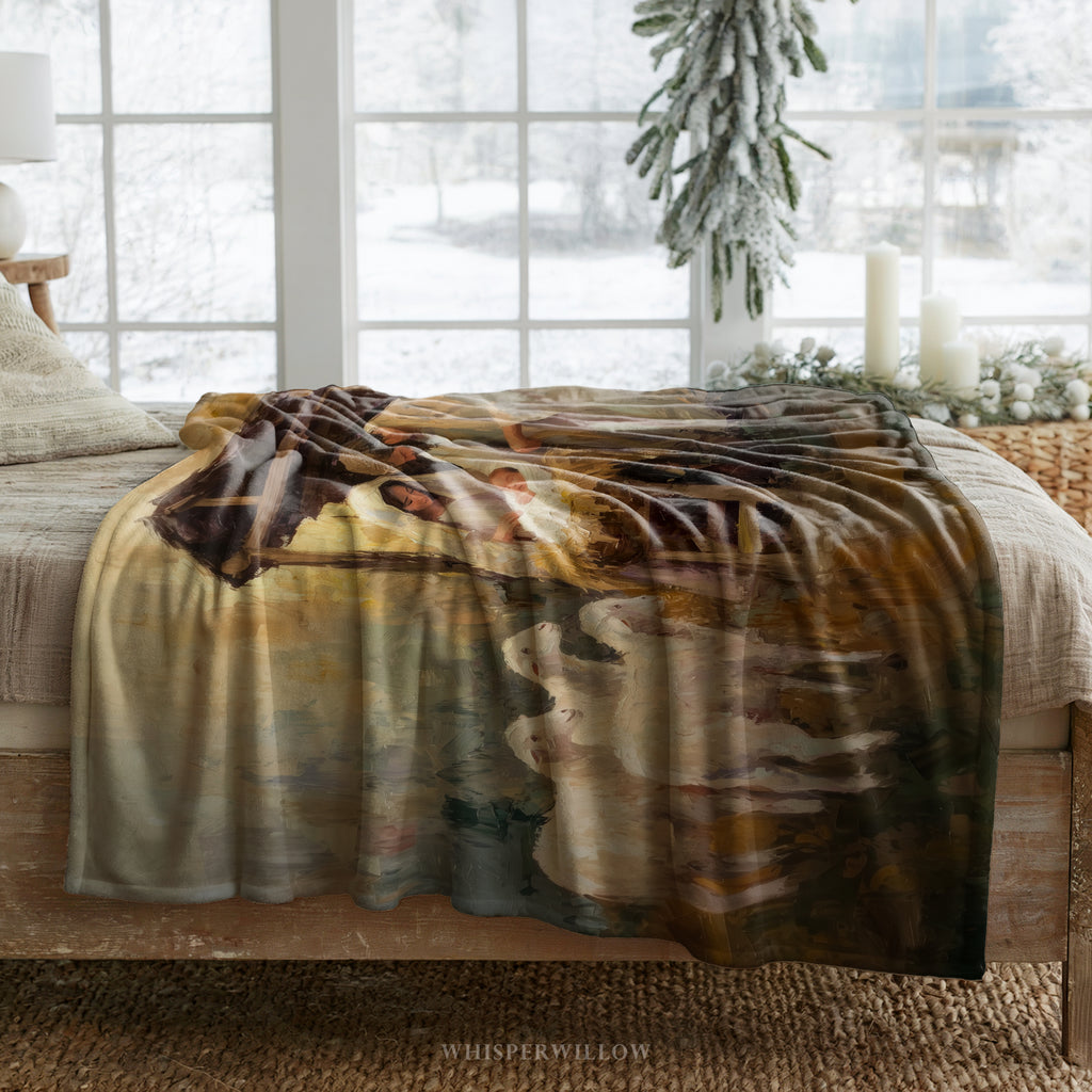Nativity Christmas Throw Blanket - Holy Family Manger Gift