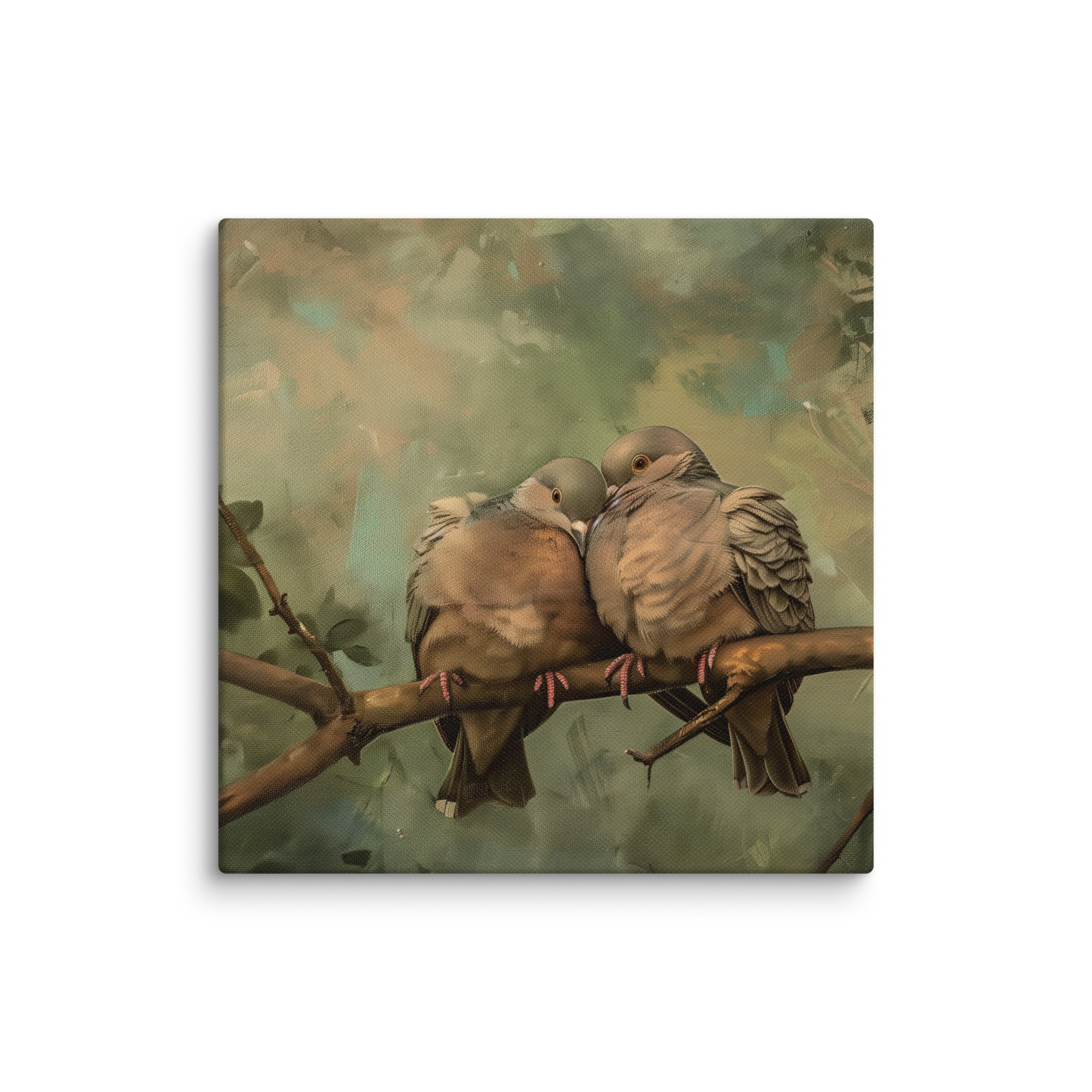 Leinwandbild mit Trauertauben | Vintage-Design mit Liebesvögeln | Stimmungsvolle Naturdekoration