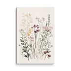 Wildflower Meadow Canvas Wall Art | Neutral Botanical Floral Illustration | Cottagecore Vintage Nature Decor | Minimalist Bedroom Artwork