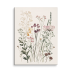 Wildflower Meadow Canvas Wall Art | Neutral Botanical Floral Illustration | Cottagecore Vintage Nature Decor | Minimalist Bedroom Artwork