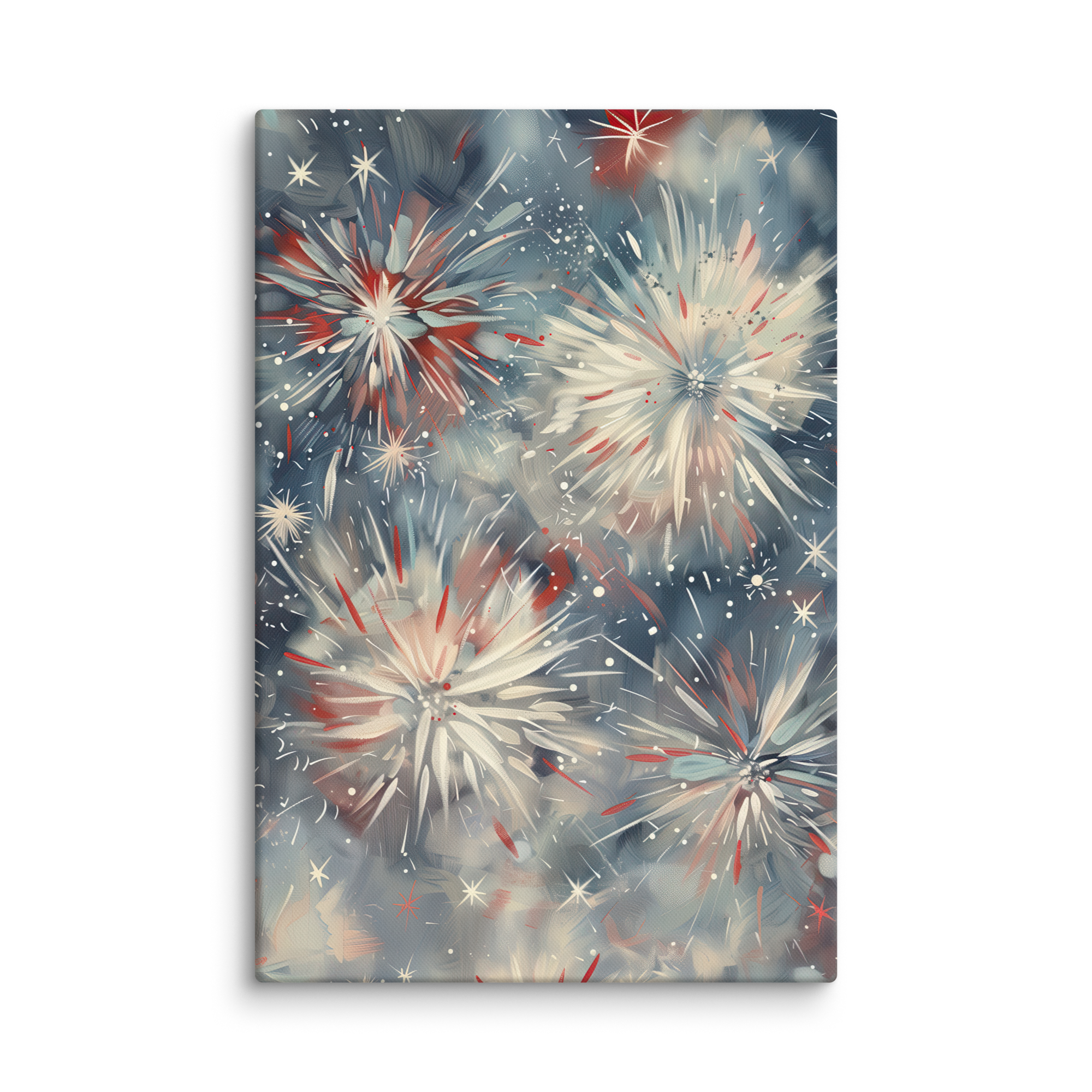 Leinwandbild mit Feuerwerk zum 4. Juli | Feierlichkeiten zum Unabhängigkeitstag | Patriotische Dekoration in Rot, Weiß und Blau