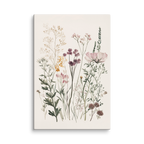 Wildflower Meadow Canvas Wall Art | Neutral Botanical Floral Illustration | Cottagecore Vintage Nature Decor | Minimalist Bedroom Artwork