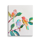 Wild Birds Canvas Wall Art | Colorful Songbirds on Tree Branch | Vibrant Nature Decor Gift
