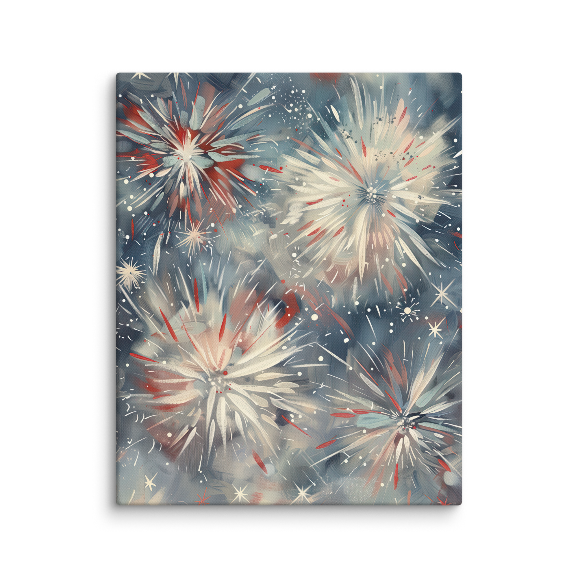 Leinwandbild mit Feuerwerk zum 4. Juli | Feierlichkeiten zum Unabhängigkeitstag | Patriotische Dekoration in Rot, Weiß und Blau