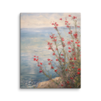 Leinwandbild mit roten Küstenwildblumen | Blumendesign zum Unabhängigkeitstag | Sommerdeko zum 4. Juli, Botanische Meeresmotive